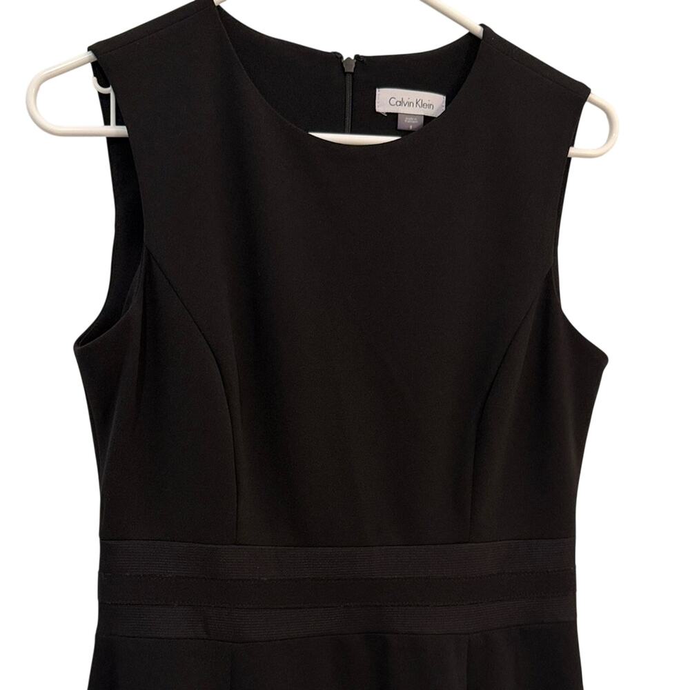 Calvin Klein Illusion Mesh Trim Fit & Flare Dress Sleeveless A line Black size 8 - Picture 4 of 10